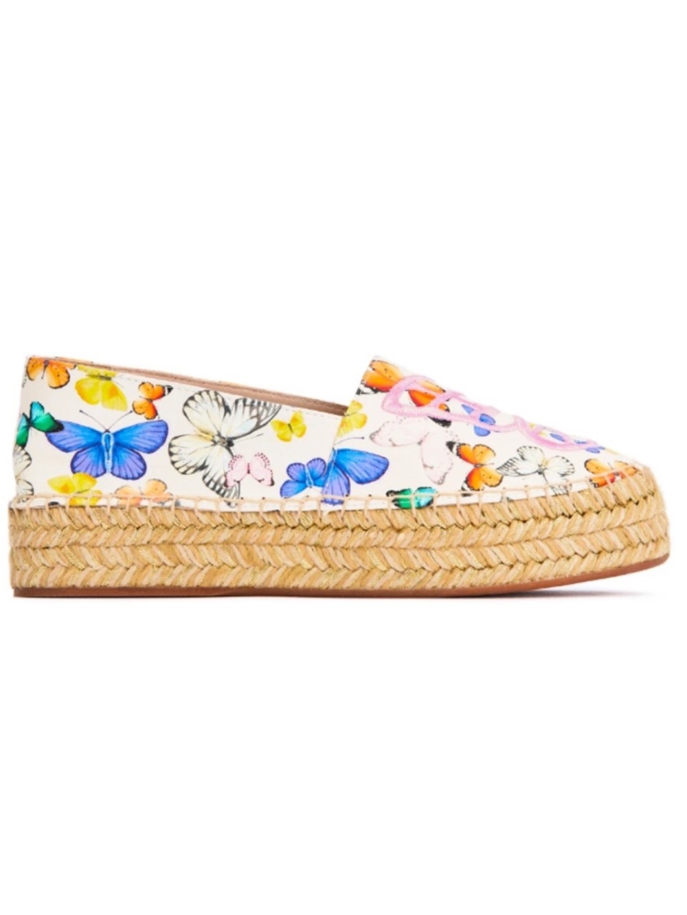 Sophia Webster Leather Colorful Butterfly Espadrilles Shoes, Size 8